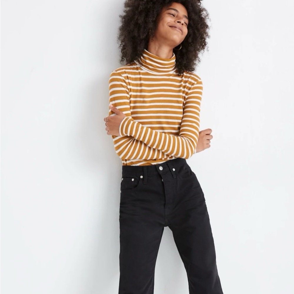 Madewell Whisper Cotton Turtleneck in Helene Stripe